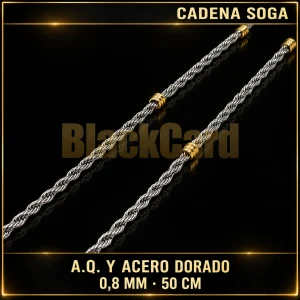 CADENA SOGA (0.8MM - 50CM) (A.Q. Y ACERO DORADO)