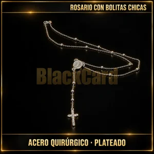 ROSARIO CON BOLITAS PLATEADAS CHICAS (A.Q)