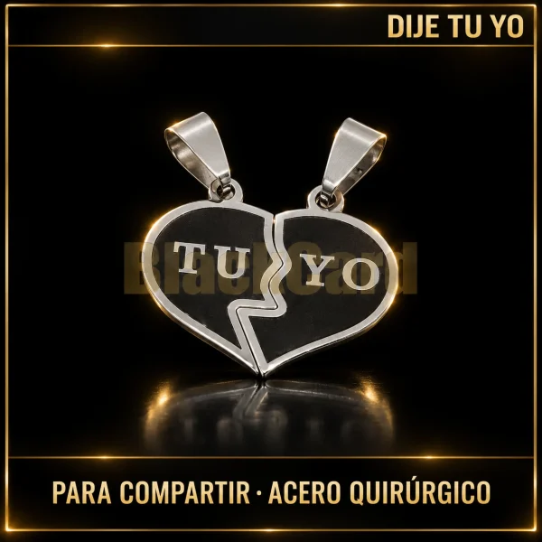 DIJE FONDO NEGRO "TU YO" PARA COMPARTIR (A.Q.) — vista principal sobre fondo negro con detalles dorados