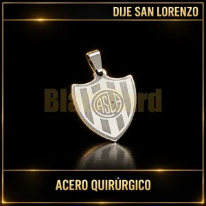 DIJE SAN LORENZO (A.Q) — vista principal sobre fondo negro con detalles dorados
