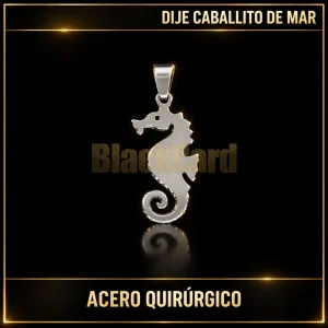 DIJE CABALLITO DE MAR (A.Q) — vista principal sobre fondo negro con detalles dorados