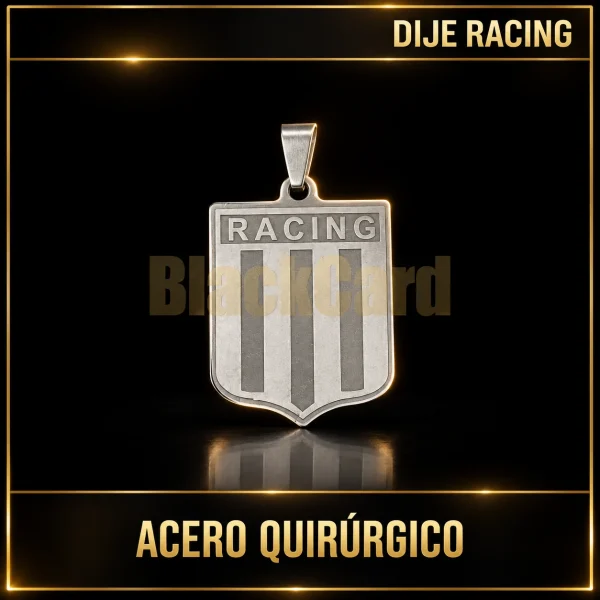 DIJE RACING (A.Q) — vista principal sobre fondo negro con detalles dorados