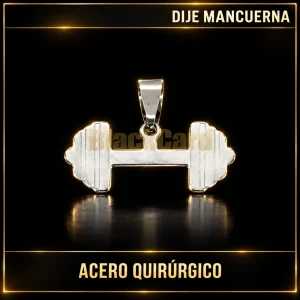 DIJE MANCUERNA (A.Q) — vista principal sobre fondo negro con detalles dorados