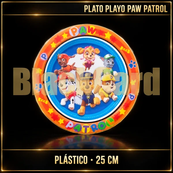 PLATO PLAYO PAW PATROL INFANTIL DE PLASTICO 25CM