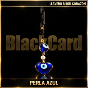 LLAVERO BIJOU CORAZON Y PERLA AZUL