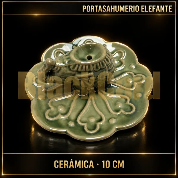 PORTA SAHUMERIO DE CERAMICA ELEFANTE 10CM - Vista 2