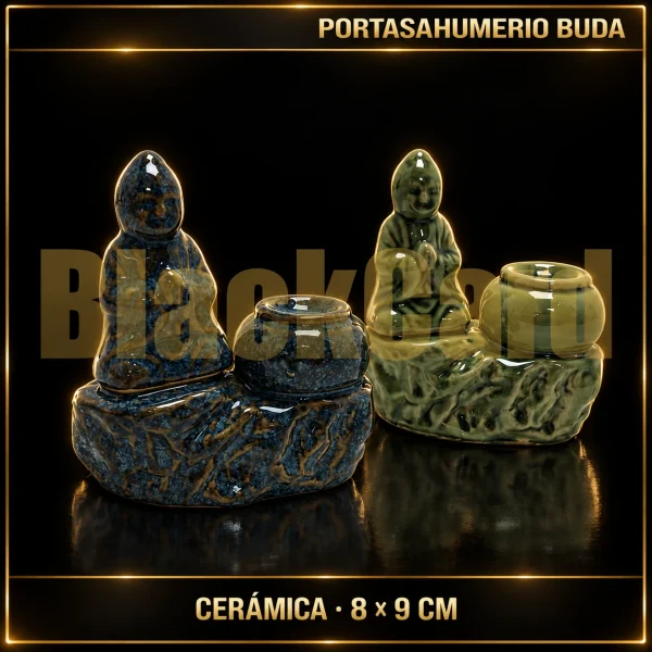 PORTA SAHUMERIO DE CERAMICA BUDA 8X9CM - Vista 2