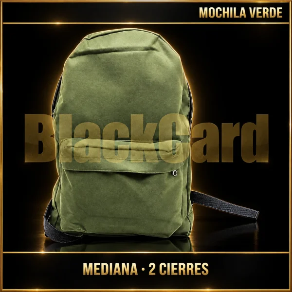 MOCHILA MEDIANA COLOR VERDE 2 CIERRES