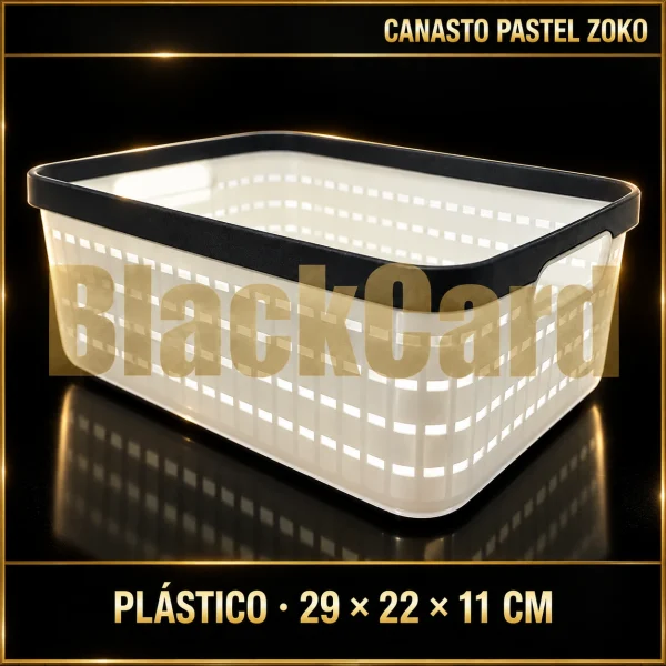 CANASTO PLASTICO LINEA PASTEL 29X22X11CM ZOKO