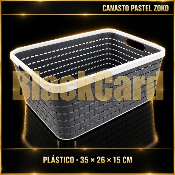 CANASTO PLASTICO LINEA PASTEL 35X26X15CM ZOKO