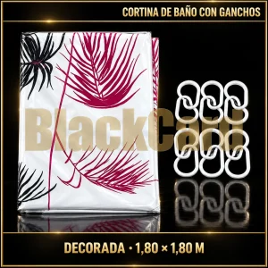 CORTINA DE BAÑO DECORADA CON GANCHOS 1.80X1.80MTS (2009)