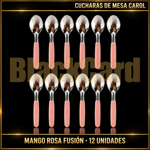 CUCHARA DE MESA MANGO PLÁSTICO ROSA FUSION X12 CAROL