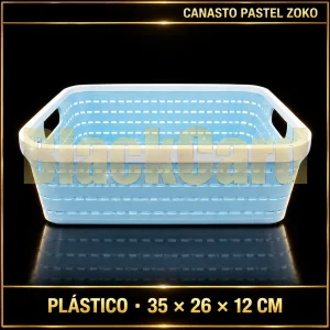 CANASTO PLASTICO LINEA PASTEL 35X26X12CM ZOKO