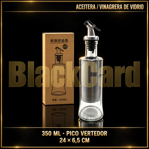 ACEITERA VINAGRERA VIDRIO 350ML C/PICO VERTEDOR 24X6.5CM