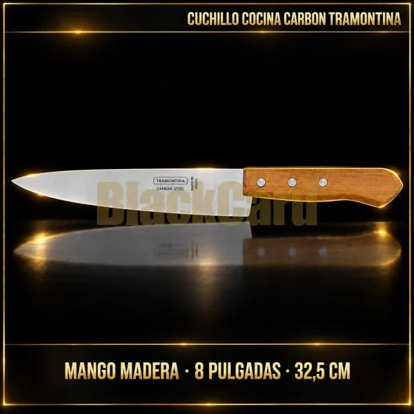 CUCHILLO COCINA CARBON 8' MANGO MADERA 32.5CM TRAMONTINA