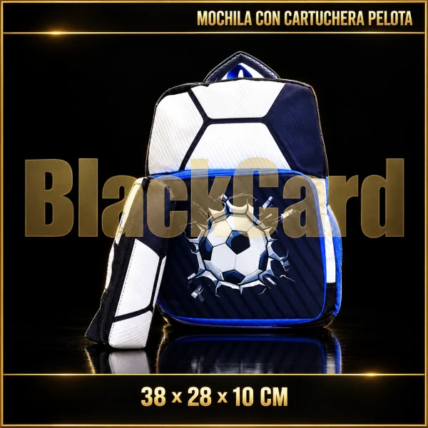 MOCHILA CON CARTUCHERA PELOTA 38X28X10CM