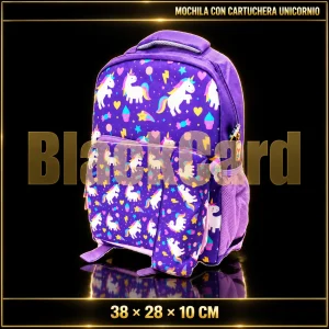 MOCHILA CON CARTUCHERA UNICORNIO 38X28X10CM
