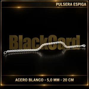 PULSERA ESPIGA (5.0MM - 20CM) (ACERO BLANCO)