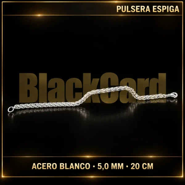 PULSERA ESPIGA (5.0MM - 20CM) (ACERO BLANCO)