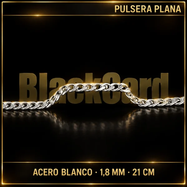 PULSERA PLANA (1.8MM - 21CM) (ACERO BLANCO)
