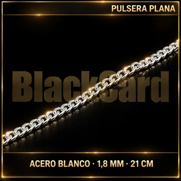 PULSERA PLANA (1.8MM - 21CM) (ACERO BLANCO)