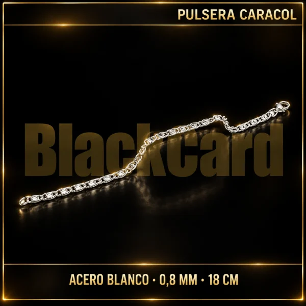 PULSERA CARACOL (0.8MM X 18CM) (ACERO BLANCO)