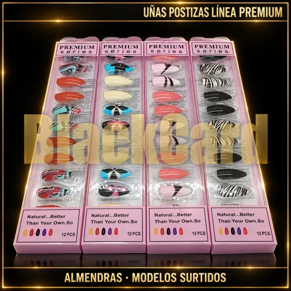 UÑAS ALMENDRAS POSTIZAS LÍNEA PREMIUM (MODELO SURTIDO)