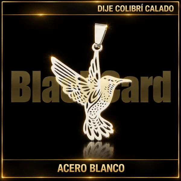 DIJE COLIBRÍ CALADO (ACERO BLANCO)