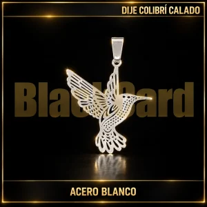 DIJE COLIBRÍ CALADO (ACERO BLANCO)