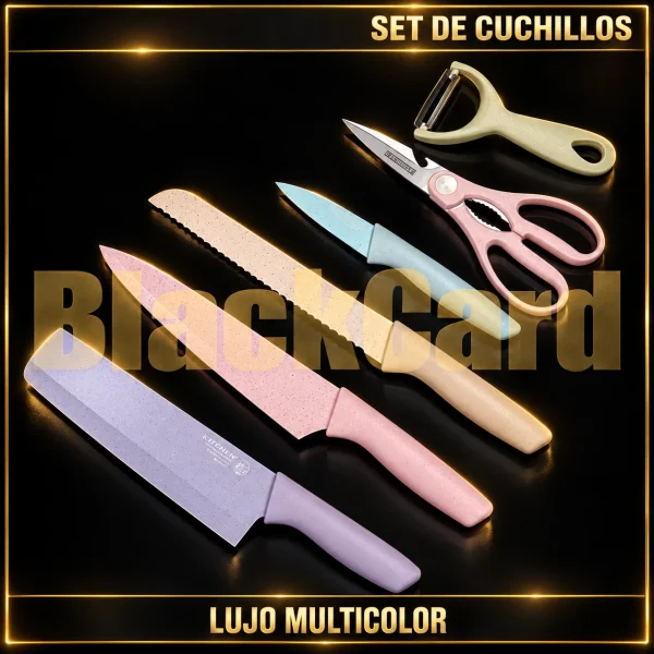 SET DE CUCHILLOS LUJO MULTICOLOR