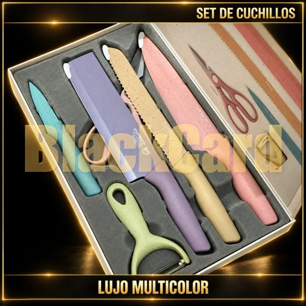 SET DE CUCHILLOS LUJO MULTICOLOR