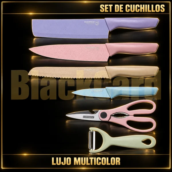 SET DE CUCHILLOS LUJO MULTICOLOR