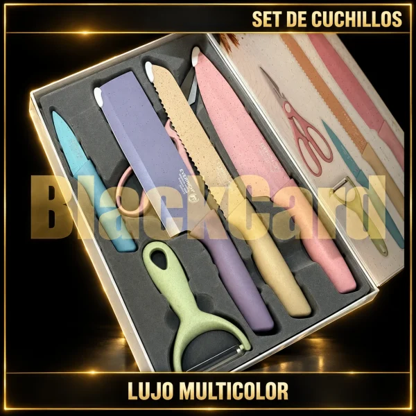 SET DE CUCHILLOS LUJO MULTICOLOR