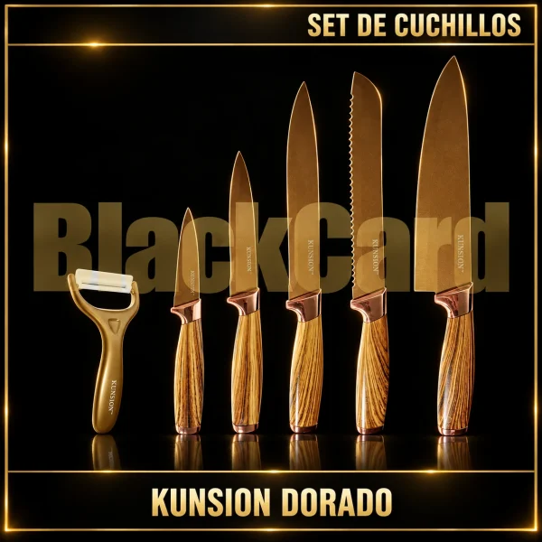 SET DE CUCHILLOS LUJO KUNSION DORADO