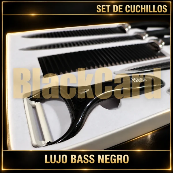 SET CUCHILLOS LUJO BASS NEGRO