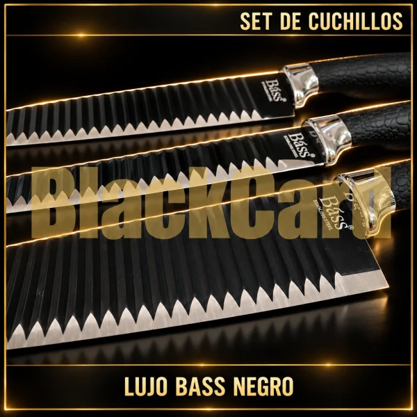 SET CUCHILLOS LUJO BASS NEGRO