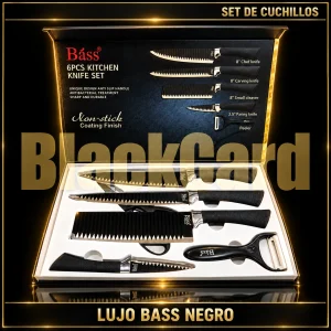 SET CUCHILLOS LUJO BASS NEGRO
