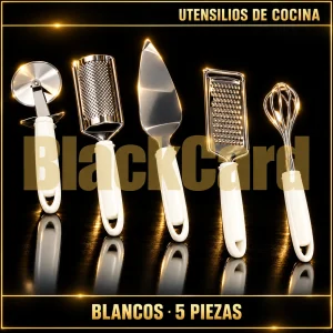 UTENSILLOS DE COCINA BLANCOS x 5 PZAS