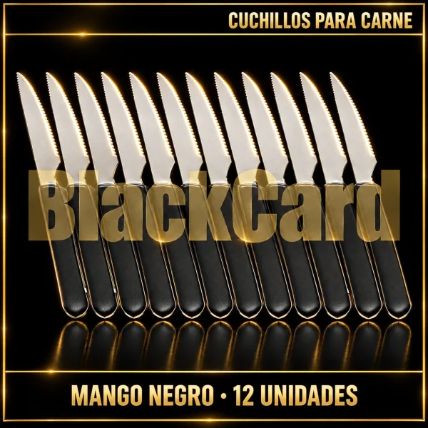 CUCHILLO P/ CARNE X 12 NEGRO BOLSA