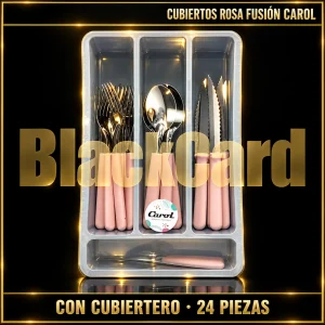 JUEGO CUBIERTOS ROSA FUSION C/CUBIERTERO 24PZS CAROL