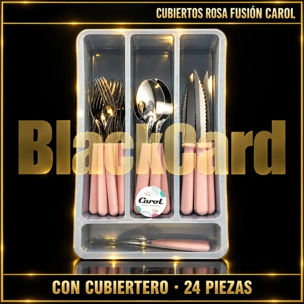 JUEGO CUBIERTOS ROSA FUSION C/CUBIERTERO 24PZS CAROL