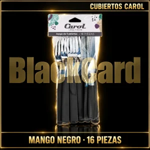 JUEGO DE CUBIERTOS X16 MANGO NEGRO CAROL