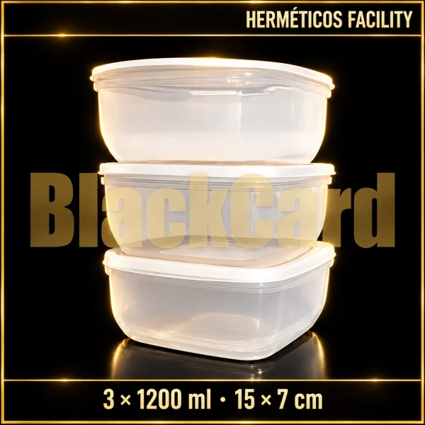 PACK HERMETICO CUADRADO FACILITY 3 X 1200ML 15X7CM