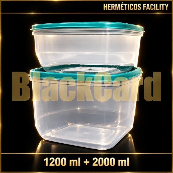 PACK HERMETICO CUADRADO FACILITY 1200+2000ML