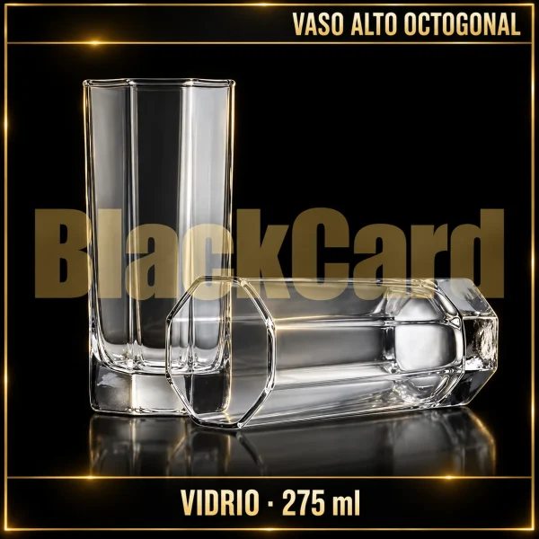 VASO ALTO OCTOGONAL DE VIDRIO 275ML