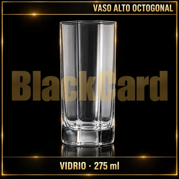 VASO ALTO OCTOGONAL DE VIDRIO 275ML
