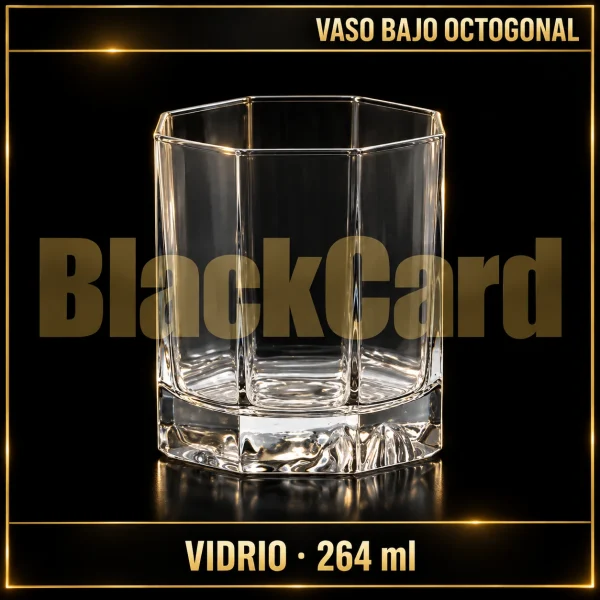 VASO BAJO OCTOGONAL DE VIDRIO 264ML