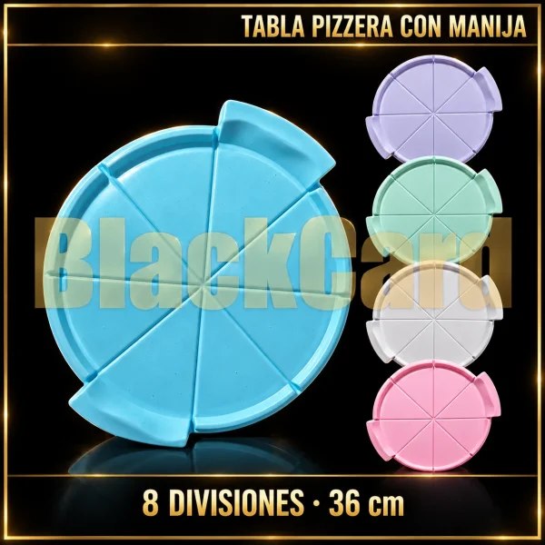 TABLA PIZZERA C/MANIJA 8 DIVISIONES 36CM