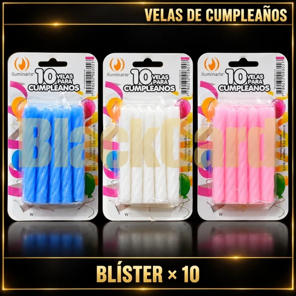 VELAS DE CUMPLEAÑOS BLISTER X10