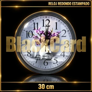 RELOJ REDONDO GRANDE MARCO COLOR ESTAMPADO 30CM